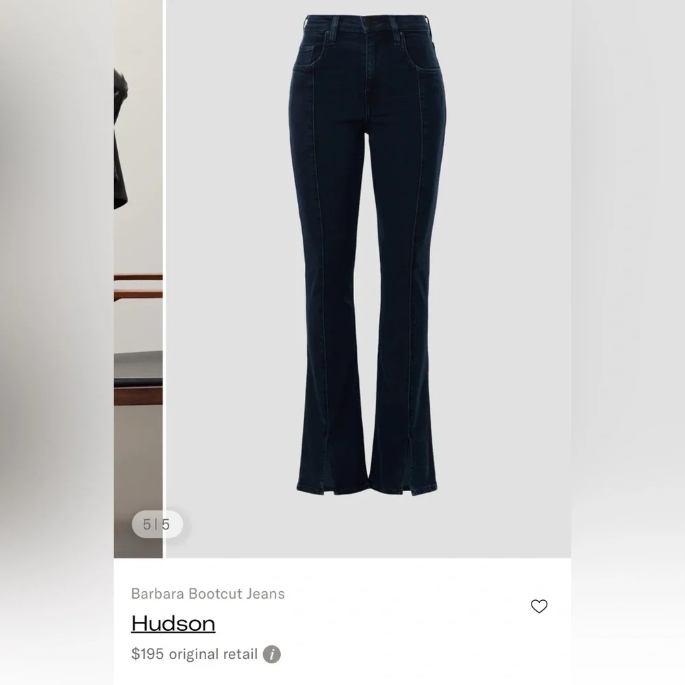 🌙 Hudson Dark Wash Split-Hem Boot cut Jeans – Sculpting Fit – Size 28 - Picture 8 of 8